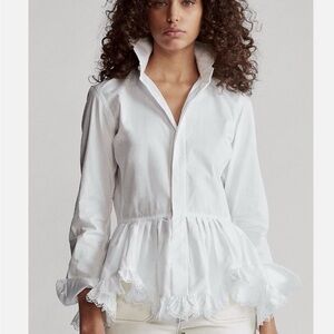 Ralph Lauren White Ruffled Blouse